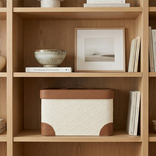 Woven & Leather Lidded Storage Box | Luxury Closet Organization | Heritage Keepsake Organizer