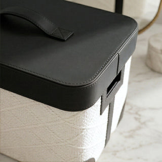 Woven & Leather Lidded Storage Box | Luxury Closet Organization | Heritage Keepsake Organizer