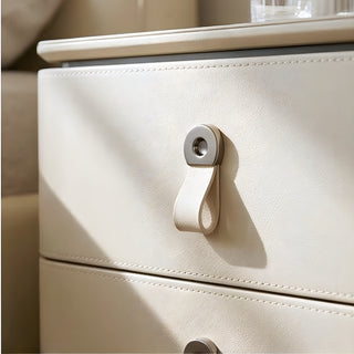 The Milan Leather Nightstand | 2‑Drawer with Leather Handles | Italian Bedside Table (I)