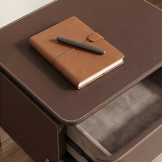 The Venice Leather Nightstand | 2-Drawer with Slim Metal Legs (I)