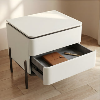 The Venice Leather Nightstand | 2-Drawer with Slim Metal Legs (I)