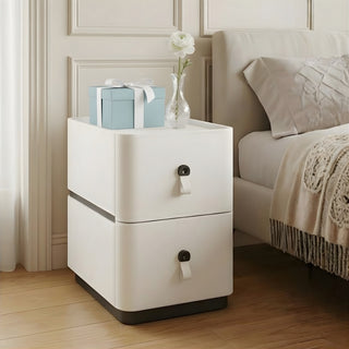 The Milan Slim Leather Nightstand | 2-Drawer with Leather Handles (M)