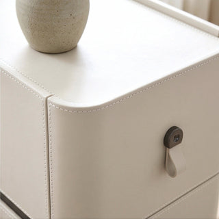 The Milan Slim Leather Nightstand | 2-Drawer with Leather Handles (B)