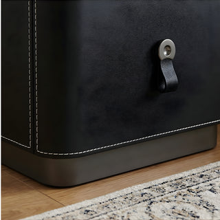 The Milan Slim Leather Nightstand | 2-Drawer with Leather Handles (M)