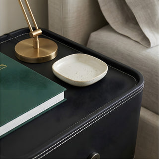 The Milan Slim Leather Nightstand | 2-Drawer with Leather Handles (I)