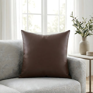 Luxe Saddle Wrinkleless Leather Throw Pillow | Ultra‑Plump Fill | Buttery Soft Feel | Easy‑Clean Cushion | Square (DG)