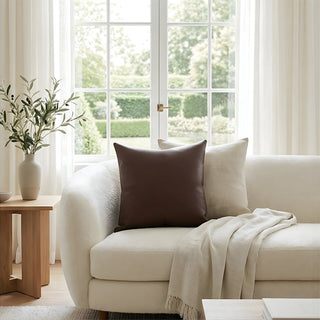 Luxe Saddle Wrinkleless Leather Throw Pillow | Ultra‑Plump Fill | Buttery Soft Feel | Easy‑Clean Cushion | Square (B)