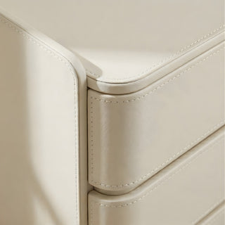 The Capri Leather 3-Drawer Nightstand | Rounded Corners &amp; Raised Rim Top | Luxury Bedside Table (M)