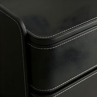 The Capri Leather 3-Drawer Nightstand | Rounded Corners &amp; Raised Rim Top | Luxury Bedside Table (T)
