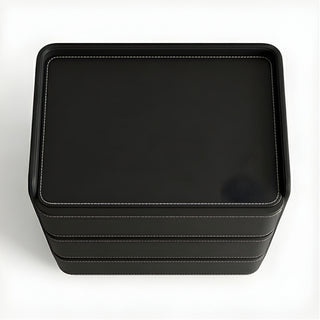 The Capri Leather 3-Drawer Nightstand | Rounded Corners &amp; Raised Rim Top | Luxury Bedside Table (M)