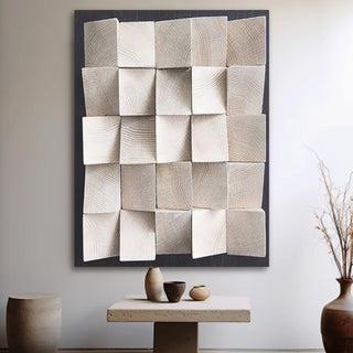 3D Abstract Blocks Wall Art | Neutral Wood Blocks | Serene Home Accent