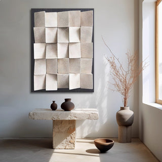 3D Abstract Blocks Wall Art | Neutral Wood Blocks | Serene Home Accent