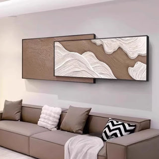 (Prints) Layered Abstract Relief Art for Living Room | Horizontal Textured Panel | Contemporary Home