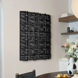 3D Modern Woven Texture Black Wall Art | Dimensional Black Wall Decor | Contemporary