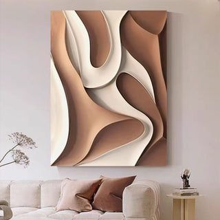 3D Sculptural Wavy Abstract Art | Warm Beige & Brown Tones | Contemporary Wall Décor