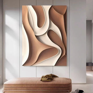 3D Sculptural Wavy Abstract Art | Warm Beige & Brown Tones | Contemporary Wall Décor