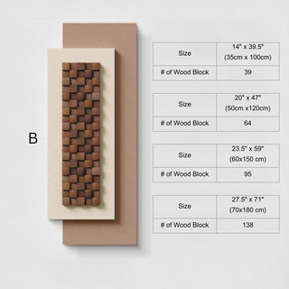3D Layered Vertical Contemporary Wall Art | Black Frame with Woven Natural Wood