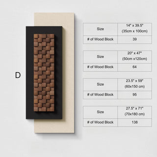 3D Layered Vertical Contemporary Wall Art | Black Frame with Woven Natural Wood