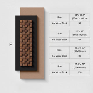 3D Layered Vertical Contemporary Wall Art | Black Frame with Woven Natural Wood
