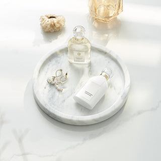 Bianco Carrara Marble Round Tray | Classic Natural White Marble Coaster | for Perfume & Skincare