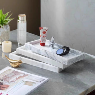 Bianco Carrara Marble Tray | Classic Natural White Rectangular Valet | Bathroom Vanity & Kitchen