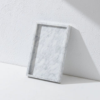 Bianco Carrara Marble Tray | Classic Natural White Rectangular Valet | Bathroom Vanity & Kitchen