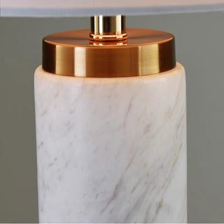 Capri Natural Marble Cylinder Table Lamp | Brass Collar | Italian Living Room & Entryway Light