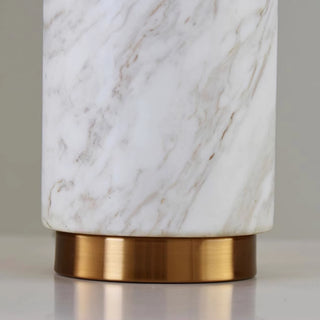 Capri Natural Marble Cylinder Table Lamp | Brass Collar | Italian Living Room & Entryway Light