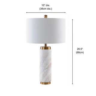 Capri Natural Marble Cylinder Table Lamp | Brass Collar | Italian Living Room & Entryway Light