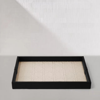 Classic Leather Rectangular Tray | Cream Embossed Base | Entry, Bedside & Bath