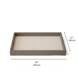 Classic Leather Rectangular Tray | Cream Embossed Base | Entry, Bedside & Bath