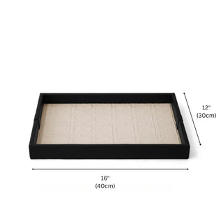 Classic Leather Rectangular Tray | Cream Embossed Base | Entry, Bedside & Bath