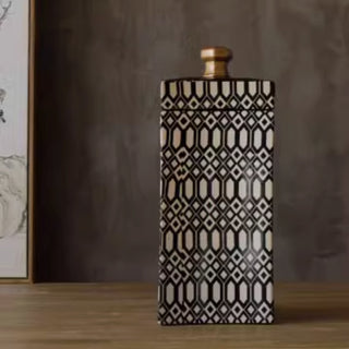 Decorative Canisters | Black & White Geometric with Gold Lids | Modern & Chic Accent Decor