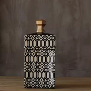 Decorative Canisters | Black & White Geometric with Gold Lids | Modern & Chic Accent Decor