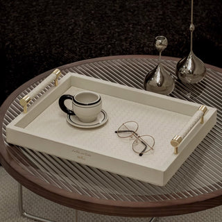 Elegant White Woven Tissue Box & Storage Tray Set – Luxury Desktop Organizer