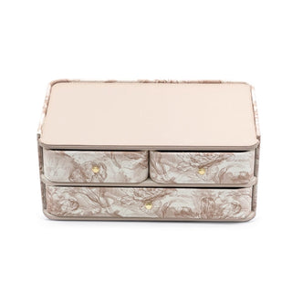 Elegant Cream Tan Floral Patterned Leather Desktop Organizer