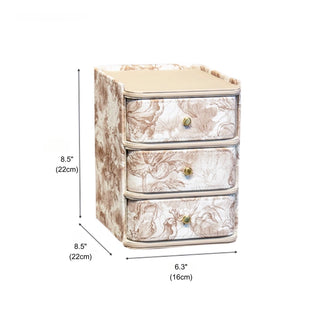 Elegant Cream Tan Floral Patterned Leather Desktop Organizer