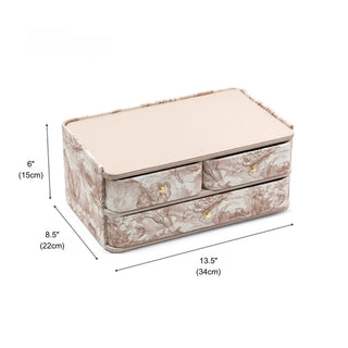 Elegant Cream Tan Floral Patterned Leather Desktop Organizer
