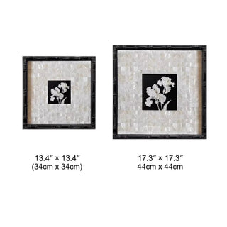 Elegant Orchid Wall Art | Mother of Pearl Inlay & Black Frame | Square Floral Décor