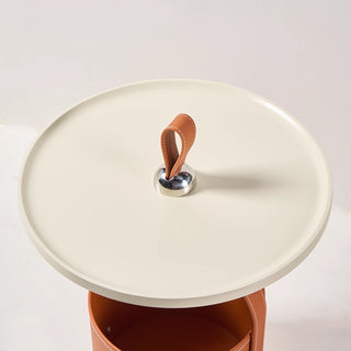 Equestrian Leather Bucket Side Table | Leather Strap-Handle
