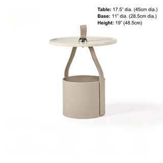 Equestrian Leather Bucket Side Table | Leather Strap-Handle