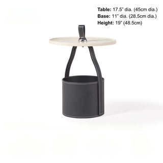 Equestrian Leather Bucket Side Table | Leather Strap-Handle