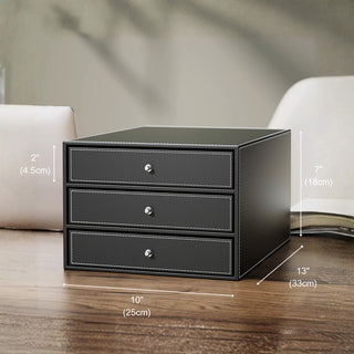 Executive Leather 3‑Drawer Desk Chest | Document & Accessory Organizer | CEO Office & Hotel Desk