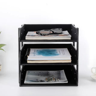 Executive Leather 3‑Tier Letter Tray | Stackable Document Organizer | CEO Office Accessory