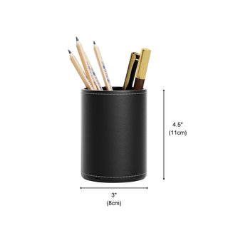 Executive Leather Pen Holder | Round Pencil Cup | CEO Office & Hotel Desk
