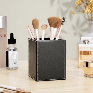 Executive Leather Pen Holder | Square Pencil Cup | CEO Office & Hotel Desk