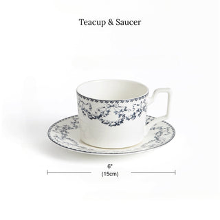 Farmhouse French Blue Hydrangea Pattern Tea & Dessert Set | Classic Blue & White Floral Dinnerware