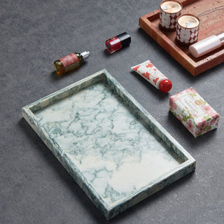 Green Marble Rectangular Tray | Natural Stone Valet | Perfume & Candle Display