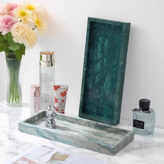 Green Marble Rectangular Tray | Natural Stone Valet | Perfume & Candle Display