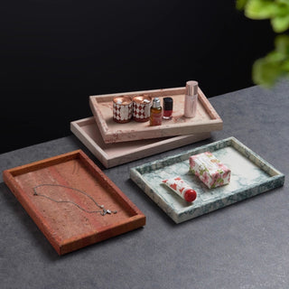 Green Marble Rectangular Tray | Natural Stone Valet | Perfume & Candle Display